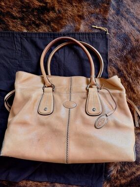 Tod's Beige Leather Tote with Dual Top Handles